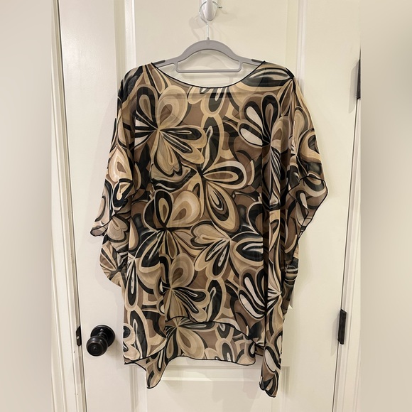 RAPZ Sheer Mesh Retro Neutrals Paisley Poncho - Picture 6 of 8